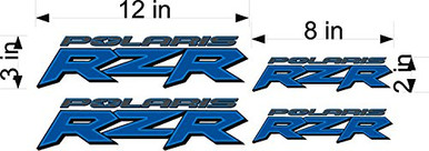 Polaris RZR 4 pack BLUE utv logo decal graphic sticker ...