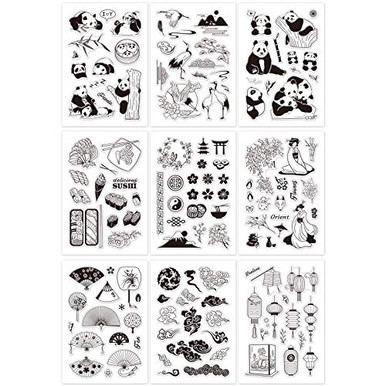 GLOBLELAND 9 Sheets Oriental Style Silicone Clear Stamps Seal for Card ...