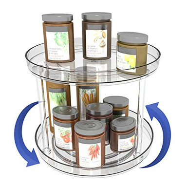 2 Tier Clear Lazy Susan Turntable 360 Degree Rotating Spice Rack ...