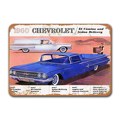 Keviewly Dorm Office Wall Decor 1960 El Camino Old Car Tin Sign Vintage ...