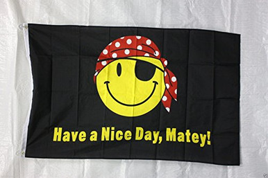 „Have A Nice Day Matey“ Piraten Flagge 3x2 Fuß – Buntes Festival, Party & Deko Accessoire „Have A Nice Day Matey“ Piraten Flagge 3x2 Fuß – Buntes Festival, Party & Deko Accessoire