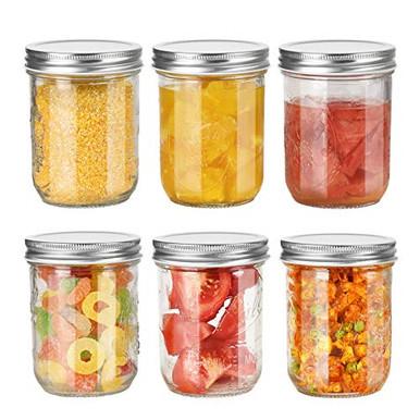 LIVEBAY Wide Mouth Mason Jar set 6 Pack Ball Canning Jars 16 oz Bulk ...