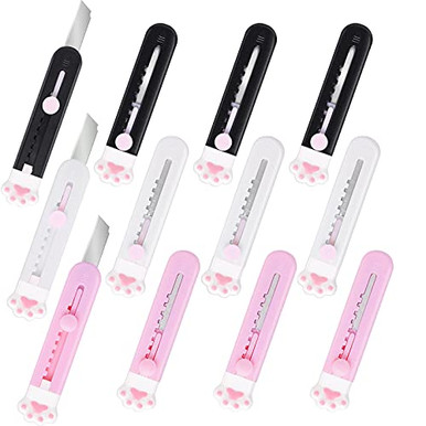 12 Pieces Cute Paw Box Cutter Cartoon Pointed Cute Cardboard Cutter ...