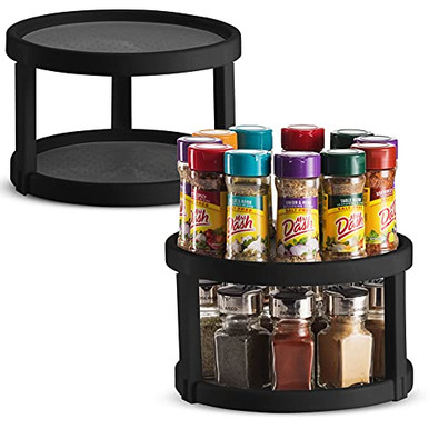 2 Pack Non Skid Lazy Susan Turntable Cabinet Organizer - 2 Tier 360 ...