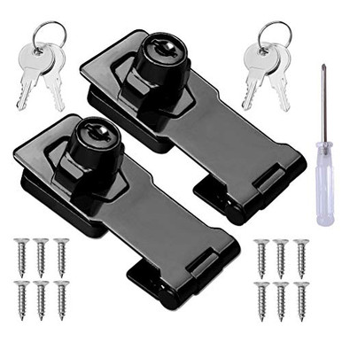 2 Packs Keyed Hasp Locks Stainless SteelTwist Knob Keyed Locking Hasp ...