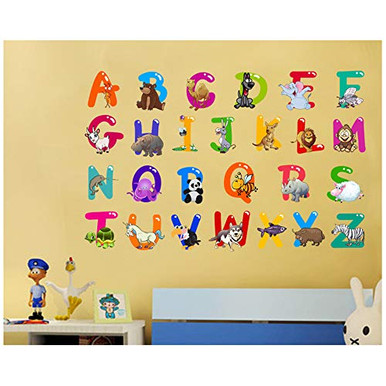 ufengke Alphabet Art Letters and Animals Wall Stickers Removable Vinyl ...