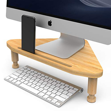 Computer Monitor With Triangle Nextation Corner Monitor Stand Height Adjustable Bamboo Monitor Riser ...