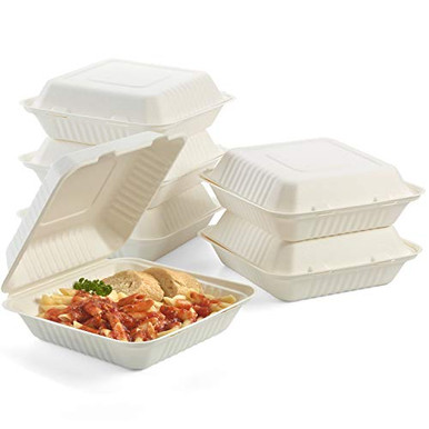 100 percent Compostable Clamshell To Go Boxes For Food -8X8" 1 ...
