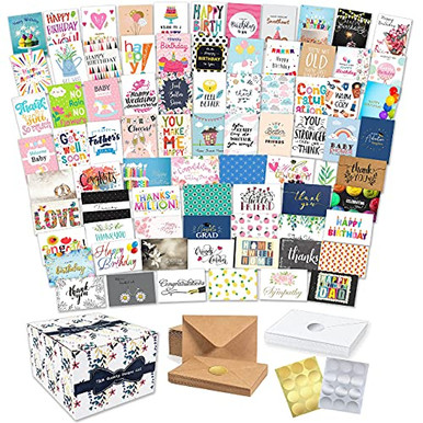 100 All Occasion Cards Assortment Box with Envelopes and Stickers - 100 ...