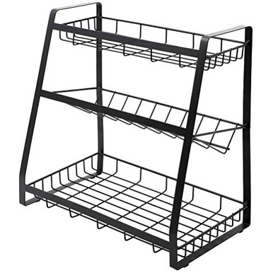 Olenyer Kitchen Spice Rack 3-Tier Metal Seasoning Standing Shelf ...