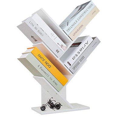 Tree Bookshelf 5-Shelf Wood Bookcase Small Book Rack Tabletop Book ...