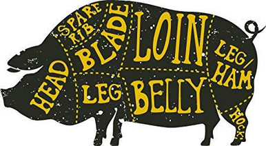 Simple Pork Pig Meat Cuts Butcher Chart Cartoon Art Truck Car Bumper ...