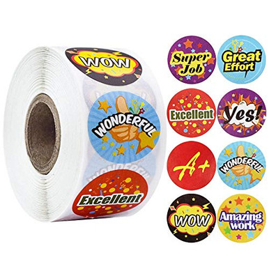 Words Incentives Stickers 500pcs 1 Inch Encouraging Words Reward Stickers Roll-Teacher Reward ...