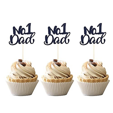 Vatertag Cupcake Topper – 24 Stück Mit Glitzer, Motive „Happy Father’s Day“, „My Hero Dad“, 4,9–11,9 Cm