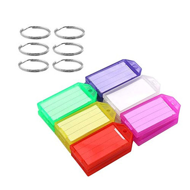 20 Pack Plastic Key Tags with Split Rings- Key Label with Ring and ...