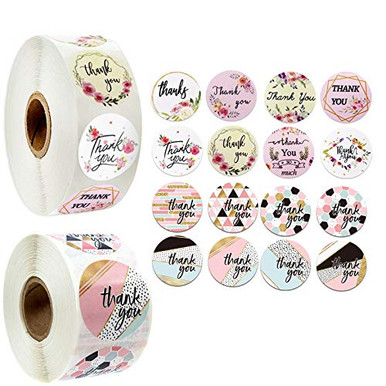 2 Roll 1000 Pieces Thank You Stickers Labels-1 Inch Round Thank You ...