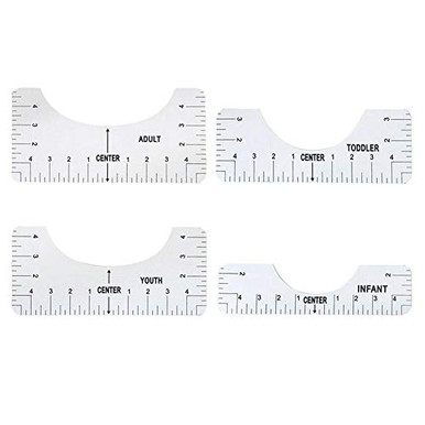 4Pcs Acrylic T-Shirt Guide Rulers Vinyl Ruler with Size Chart Alignment ...