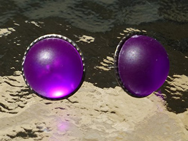 Violet Purple Button Style Stud Earrings - Warehousesoverstock