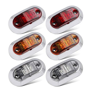 Meerkatt -Pack Of 6- 2.5 Inch Oval 2 Amber Plus 2 Red Plus 2 White LED