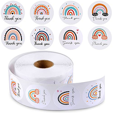 1000 Pieces Rainbow Thank You Label Stickers 1.5 Inch Round Thanks ...