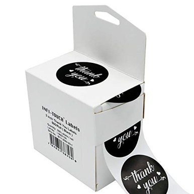 Infi-Touch 2.0 inch Round Black | Thank You | Stickers 500 Labels Per ...