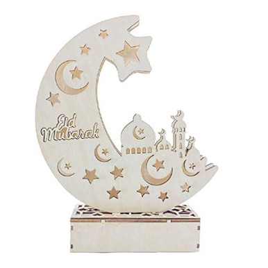XYHSUTENARKA Wooden Moon LED Light Eid Mubarak Ramadan DIY Muslim ...