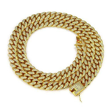 Tide Mens 24K Gold Plated Solid Stainless Steel Chain Iced Out Diamond ...