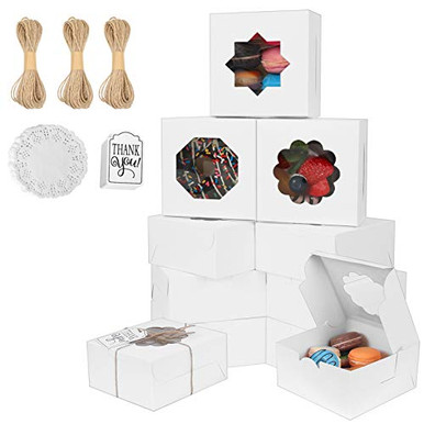 12 Pcs Cookie Boxes With Window, 6x6x3 Inches White - View #9