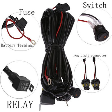 Heavy Duty 2 Fog Light Wiring Harness Kit 14 Gauge Kit 12V 40A Fuse