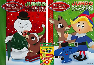 Rudolph The Red Nosed Reindeer Jumbo Coloring and Activity Book Set of ...