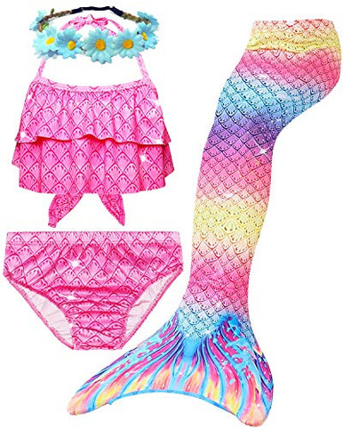 Pink Mermaid Three-Piece Swimsuit Set