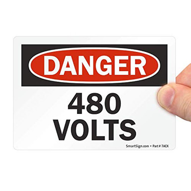 SmartSign Danger High Voltage Label- 480 Volts Label | 3.5inch x 5inch ...