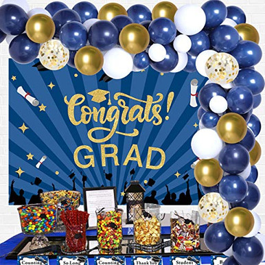 Graduation Decorations 2021 Navy Blue - Graduation Backdrop Royal Blue ...