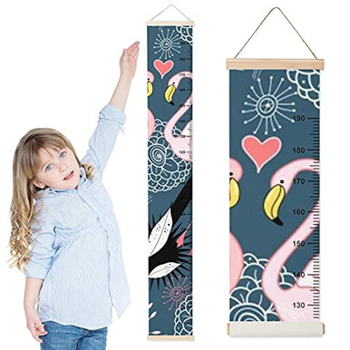 Flamingo Ruler Kids Growth Chart Flamingos Blue Children Height Measurement Ruler ...