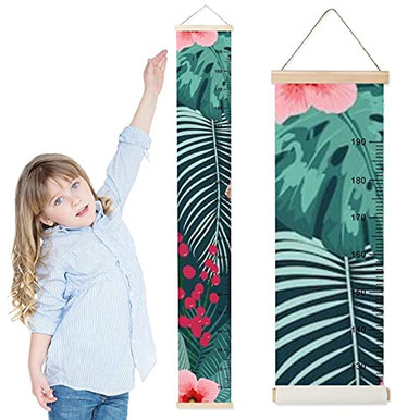 Flamingo Ruler Kids Growth Chart Flamingos on Leaves Children Height Measurement Ruler ...
