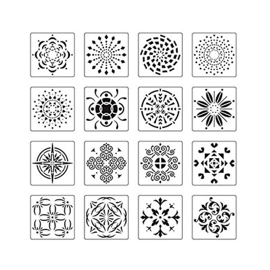Xzbnwuviei Mandala DIY Hollow Painting Template16 PCS Mandala Stencils ...