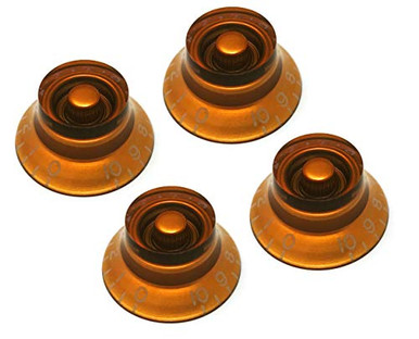 Black Top Hat Bell Knobs Für Gibson Les Paul – 4er-Set, Für 24 Fine-Spline (USA) Potentiometer, Schwarz, Versenkt