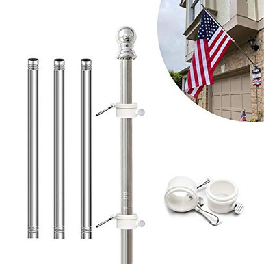 HOSKO 5FT Flag Pole Kit 1 Inch Diameter Flag Pole with 360 Degrees ...