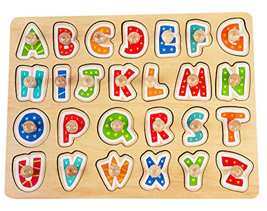 Wooden Peg Puzzles for Toddlers 2 3 4 Years Old Alphabet ABC Puzzles ...