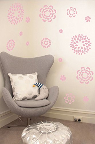 Flower Pattern Wall Decal - Removable DIY Vinyl Sticker Girls Room Art ...