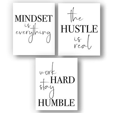 Mindset is Everything Positive Motivational Wall Art - Set of 3 8x10 ...