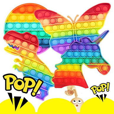 4 Pack Rainbow Push Pop Pop Popping Bubble Popit Popitz Fidget Sensory ...