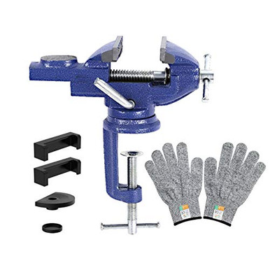 Small Table Vise With 360° Rotating Base And Anvil – Cast Iron Hobby Bench Clamp For Jewelry, Woodwork & DIY