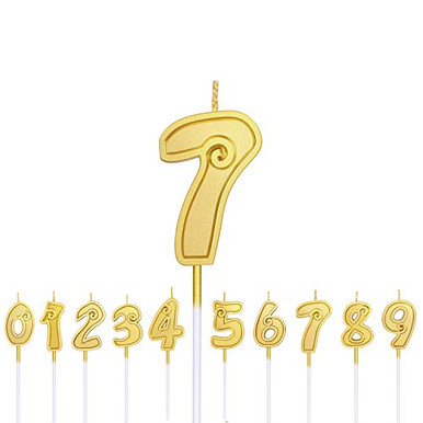 Gesentur Birthday Candle Number 7 Cake Topper Gold Glitter Happy