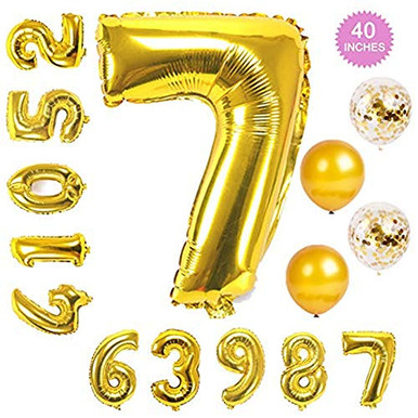 40 Inch Gold Number Balloons 7 Aluminum Foil Helium Balloon Decoration ...