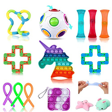 14 Pack Sensory Fidget Toys Set Relieves Stress and Pop Fidget Pack Toy ...