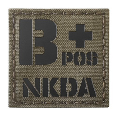 2x2 Inch Black IR Blood Type Patch - A+ Positive Tactical Hook And Loop Patch