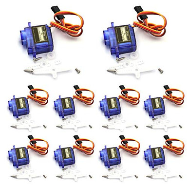 ARCELI 10Pcs 9G Mini Micro Servo Motor pour Hand/RC Robot Arm/Gehen Helicopter Boot Flugzeug Helikopter Auto Fahrzeugmodelle Steuerung mit Kabel, Micro Motor Servos Modellbau für Arduino