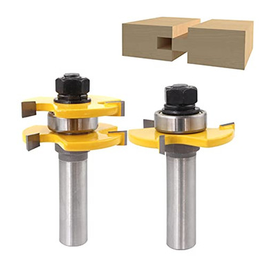 2 Pieces Adjustable Tongue and Groove Router Bit Set with 1-2 Inch ...