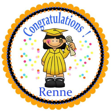 Graduation Round Label 40 Labels Graduation Girl - Round Personalized 2